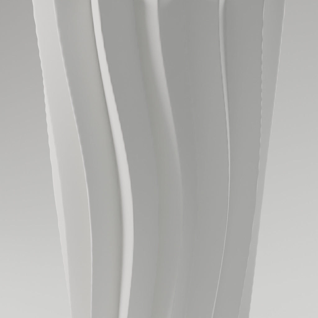 Origami Pleat Vase — 3D Printed, Matte White