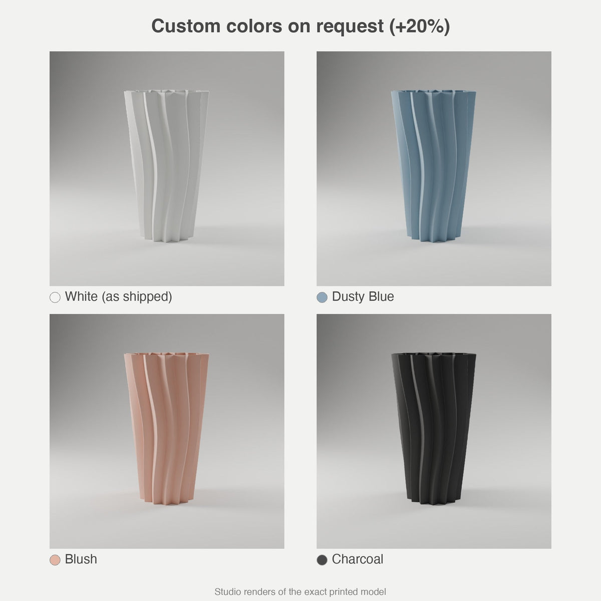 Origami Pleat Vase — 3D Printed, Matte White