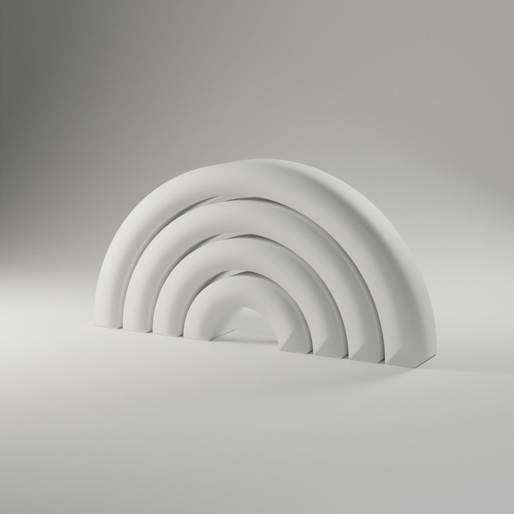 Nested Arch Sculpture, Set of 4 — 3D Printed, Matte White