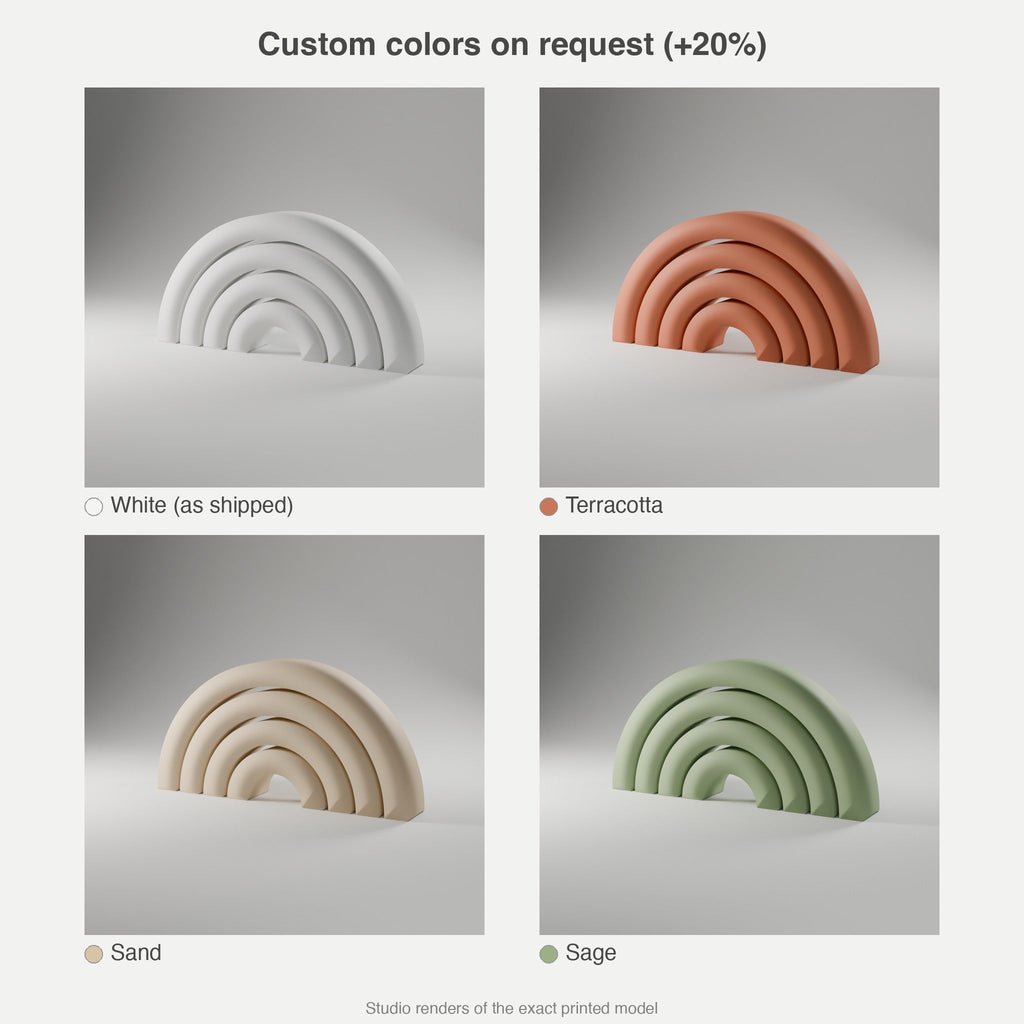 Nested Arch Sculpture, Set of 4 — 3D Printed, Matte White
