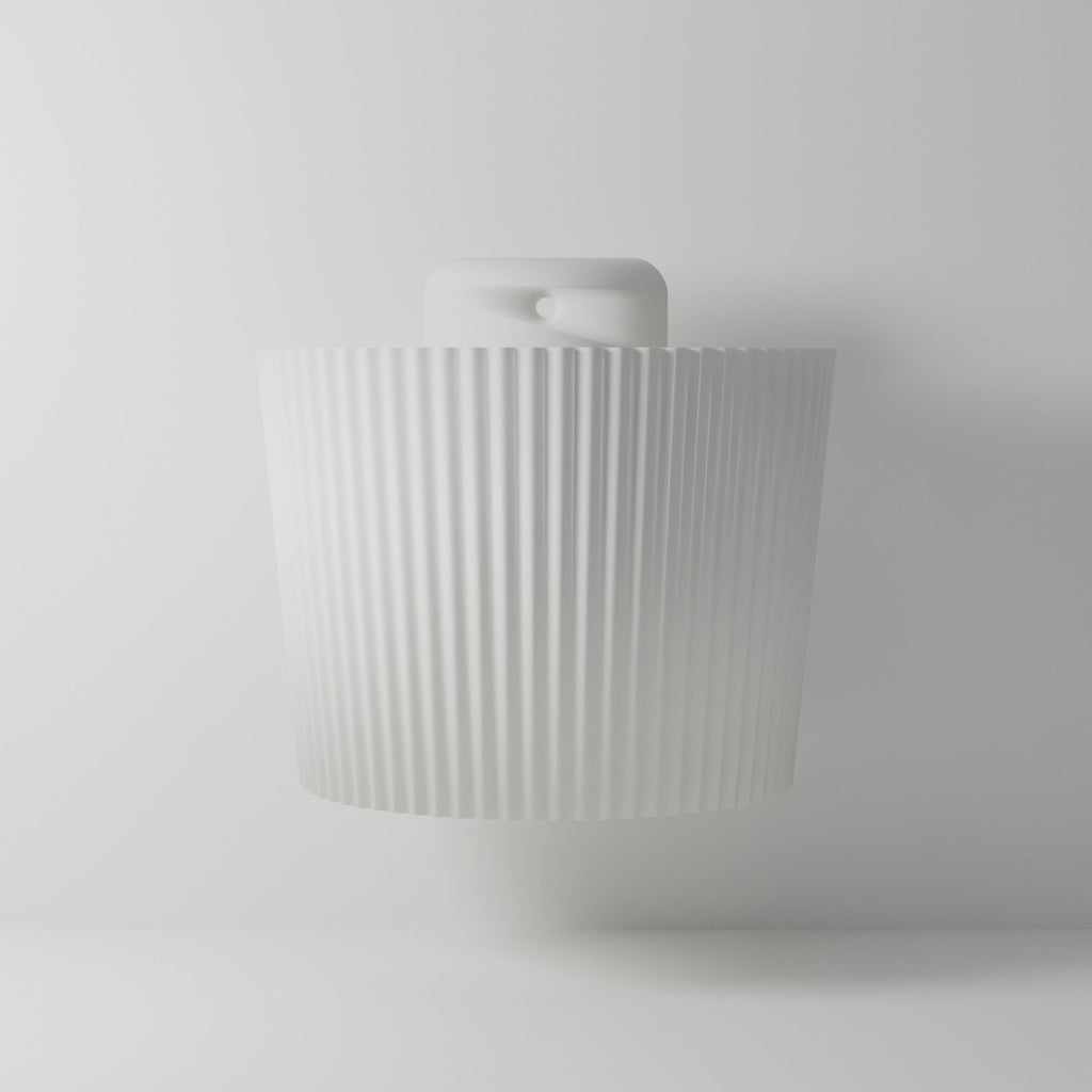 Ribbed Wall Planter — 3D Printed, White