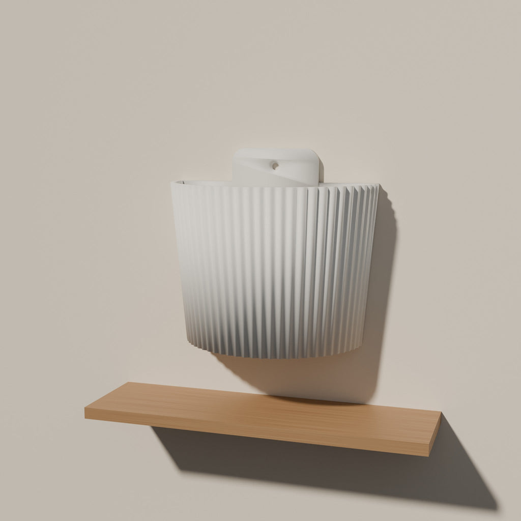 Ribbed Wall Planter — 3D Printed, White