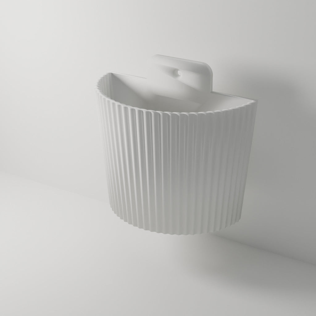 Ribbed Wall Planter — 3D Printed, White