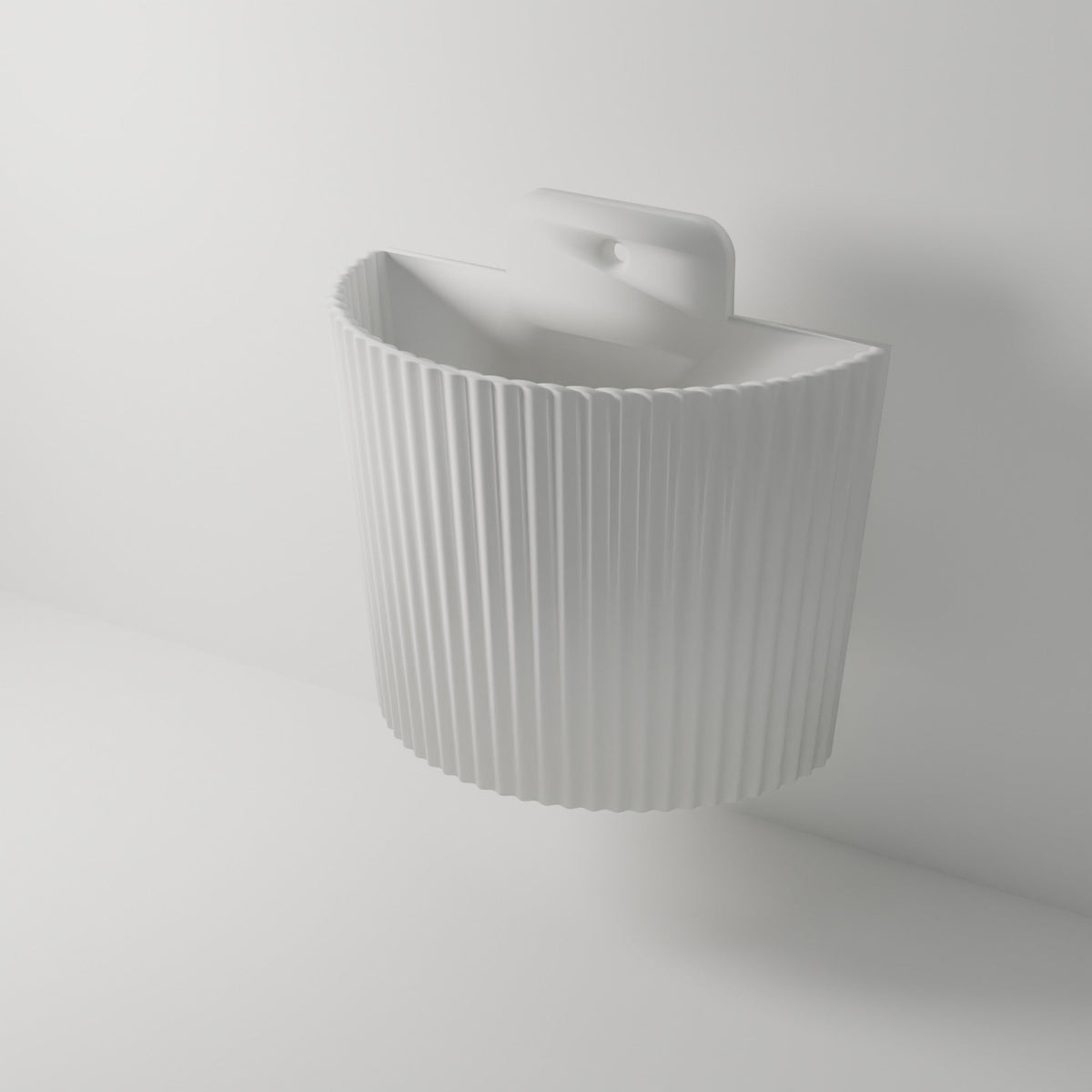 Ribbed Wall Planter — 3D Printed, White