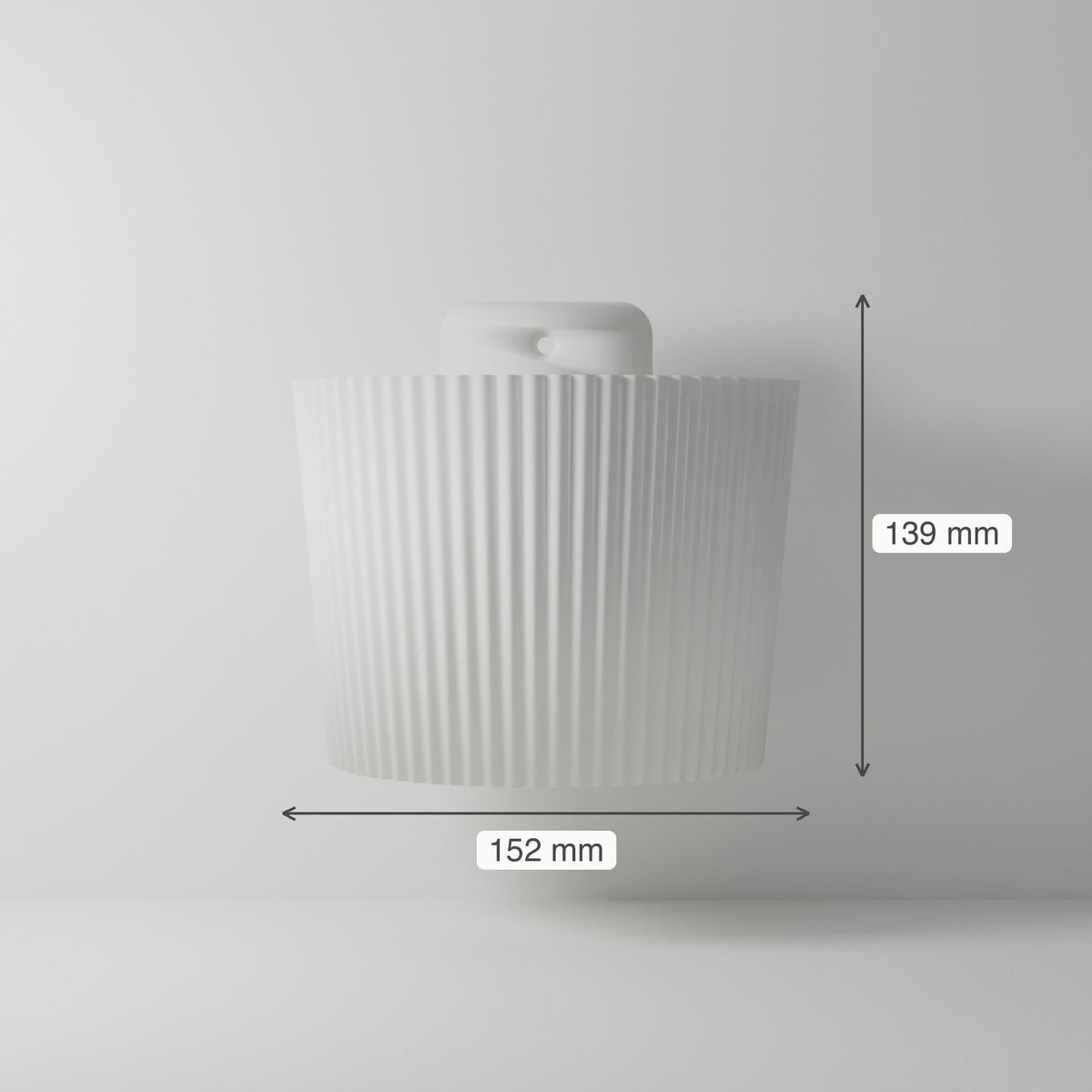 Ribbed Wall Planter — 3D Printed, White