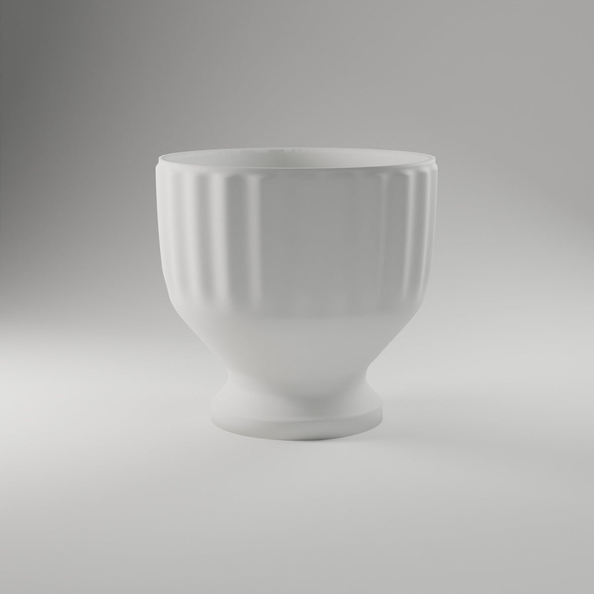Fluted Pedestal Cachepot — 3D Printed Planter, White