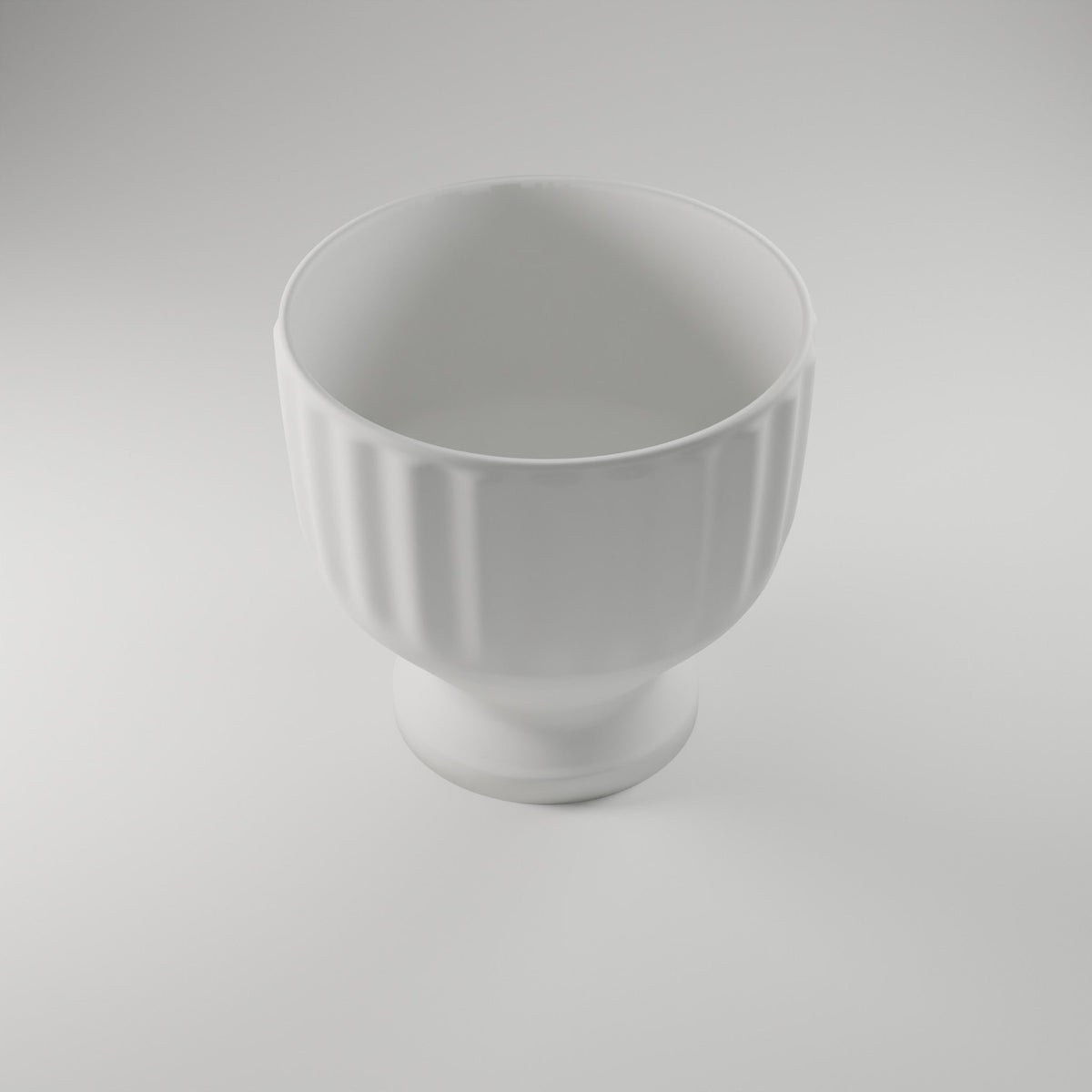 Fluted Pedestal Cachepot — 3D Printed Planter, White