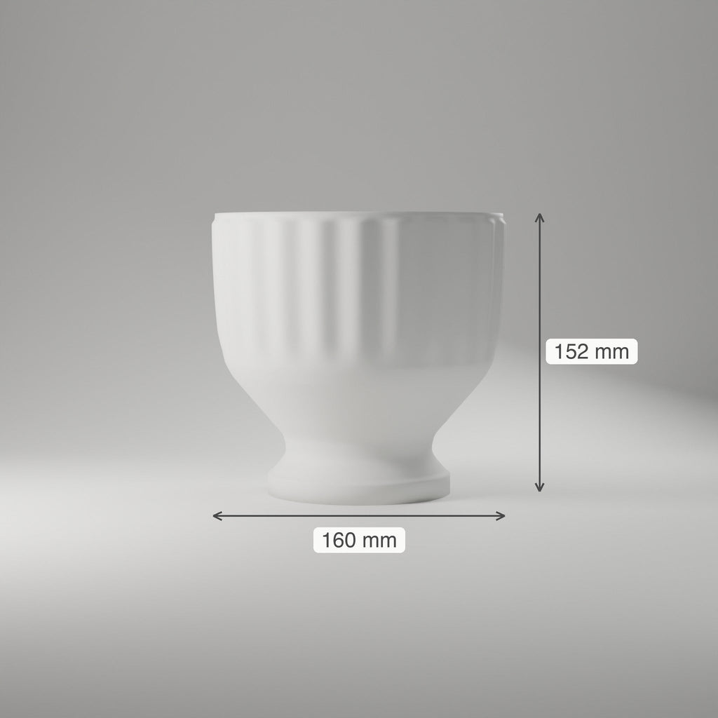 Fluted Pedestal Cachepot — 3D Printed Planter, White