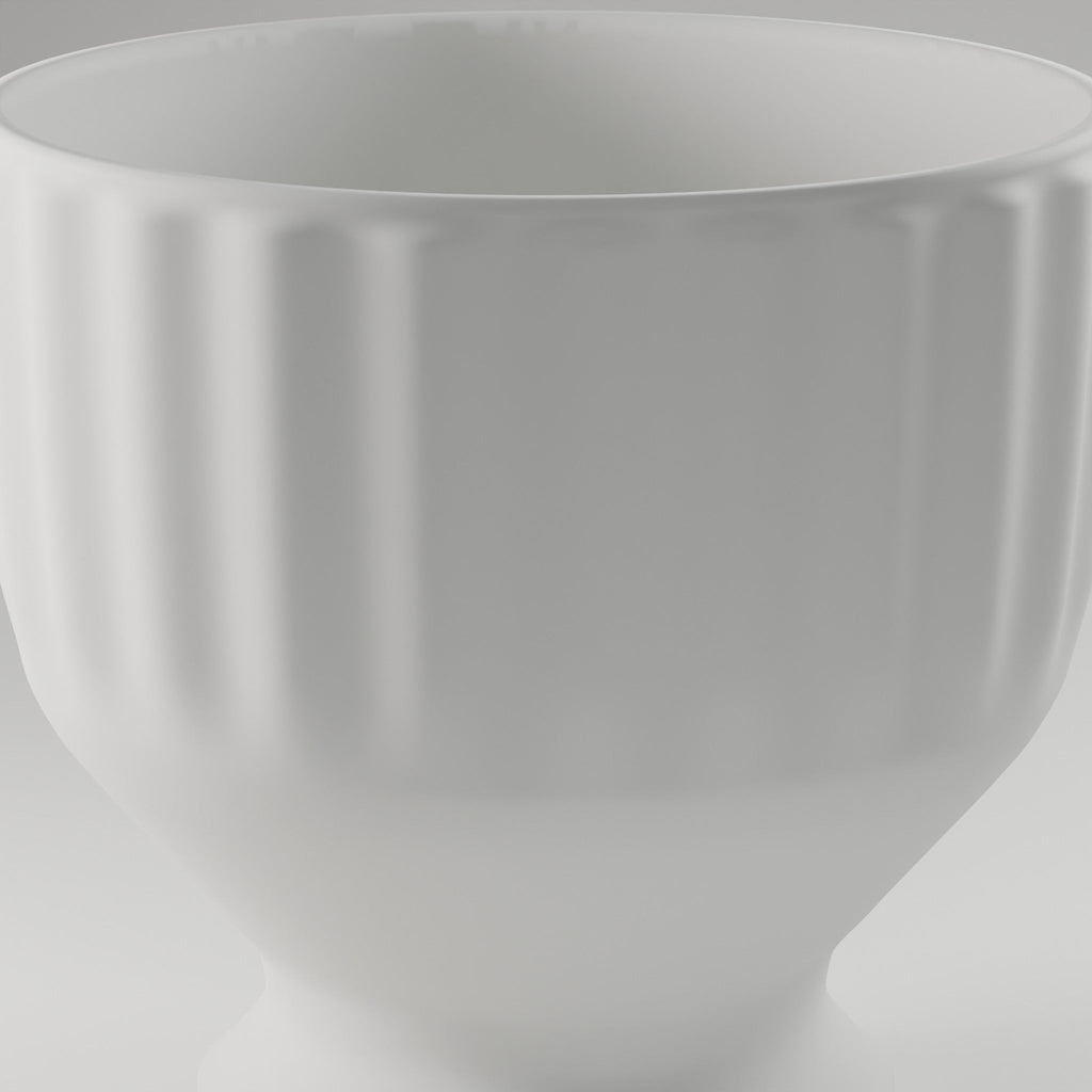 Fluted Pedestal Cachepot — 3D Printed Planter, White