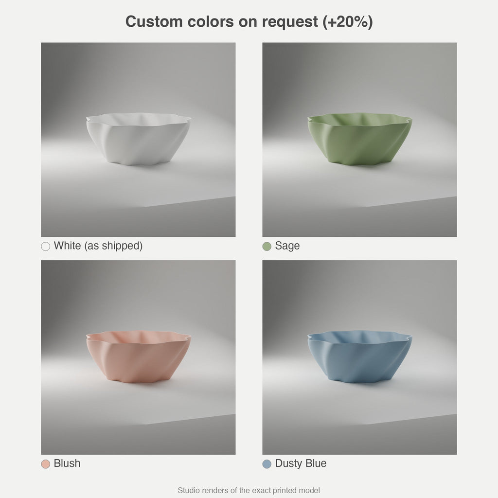 Twist Bowl — 3D Printed, Matte White