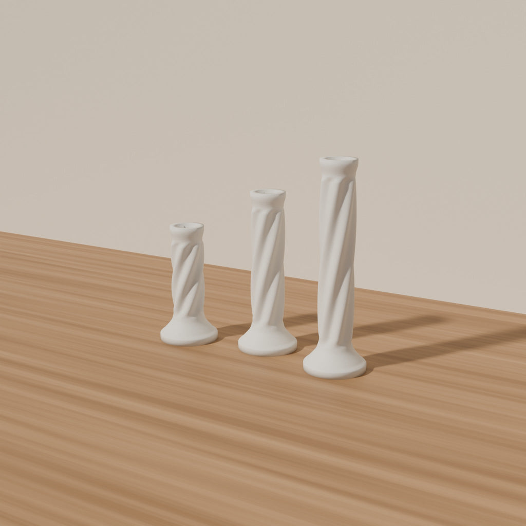 Twisted LED Candlestick Trio — 3D Printed Candle Holders
