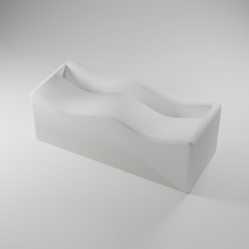 Wave Business Card Holder — 3D Printed, Matte White