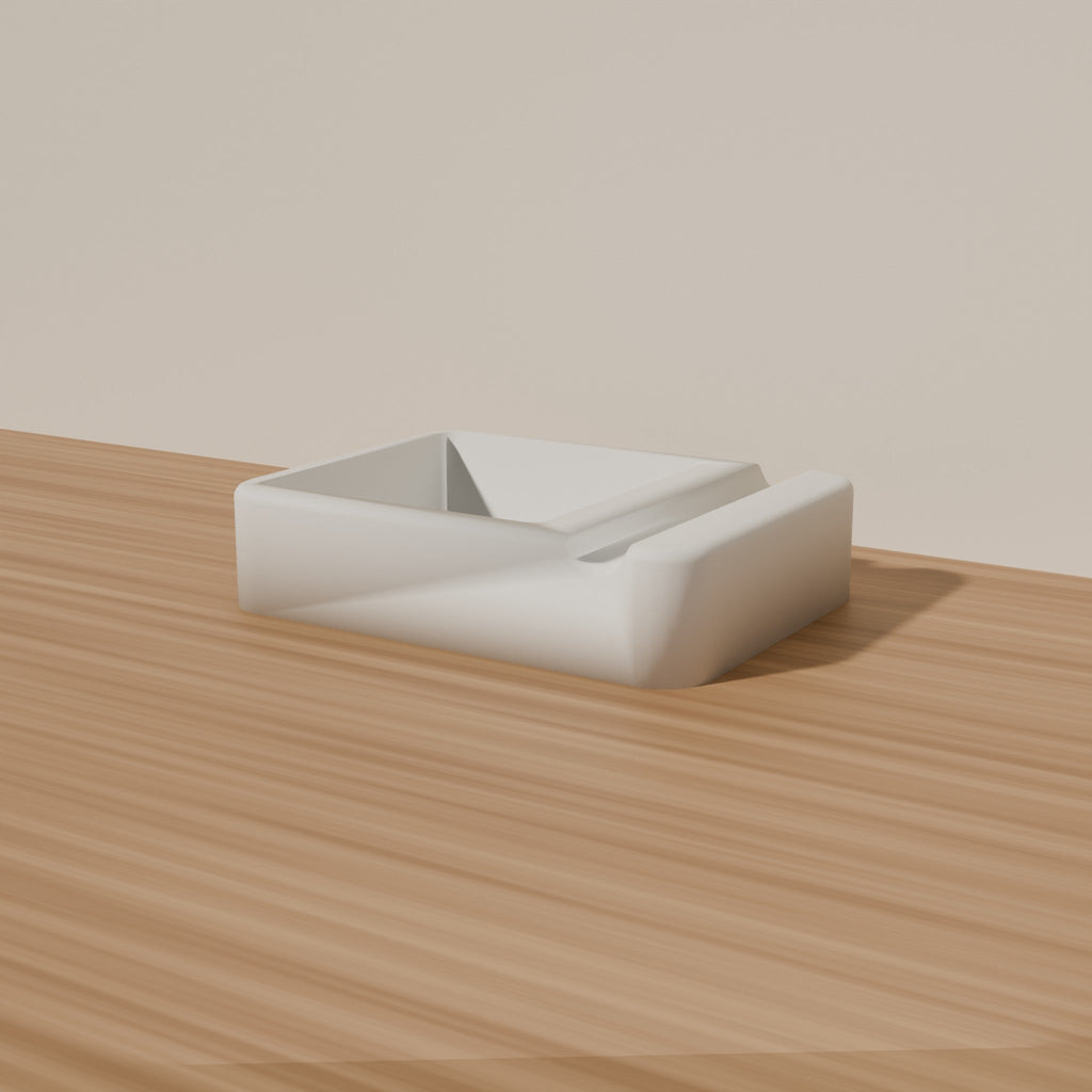 Sticky Note & Pen Holder — 3D Printed Desk Organizer, White