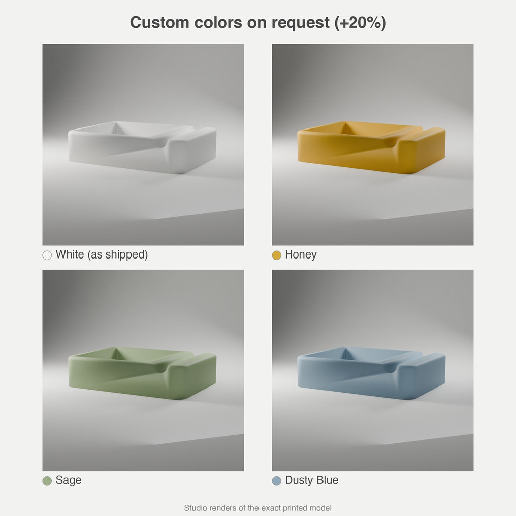 Sticky Note & Pen Holder — 3D Printed Desk Organizer, White