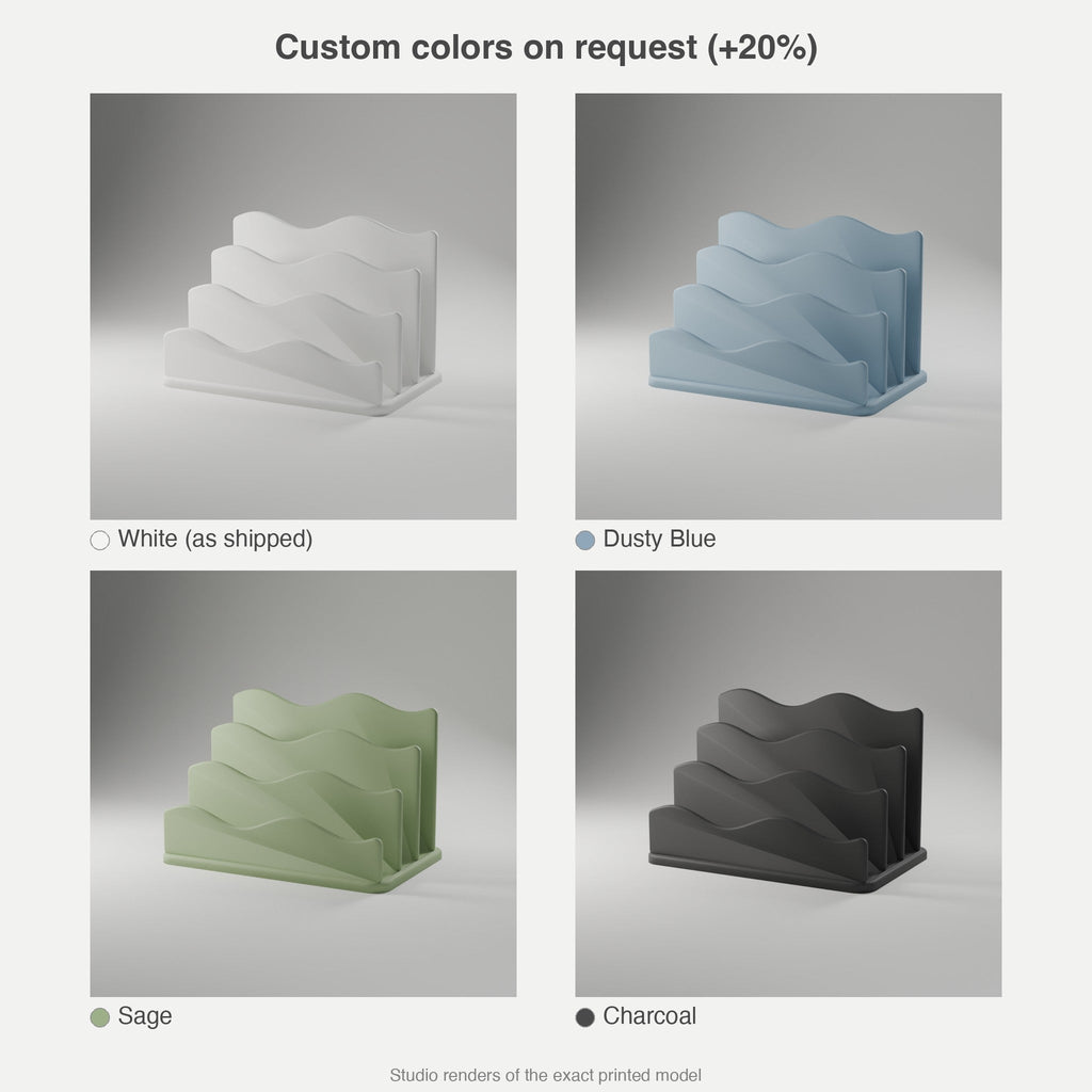 Wave Mail Sorter — 3D Printed Mail Organizer, White