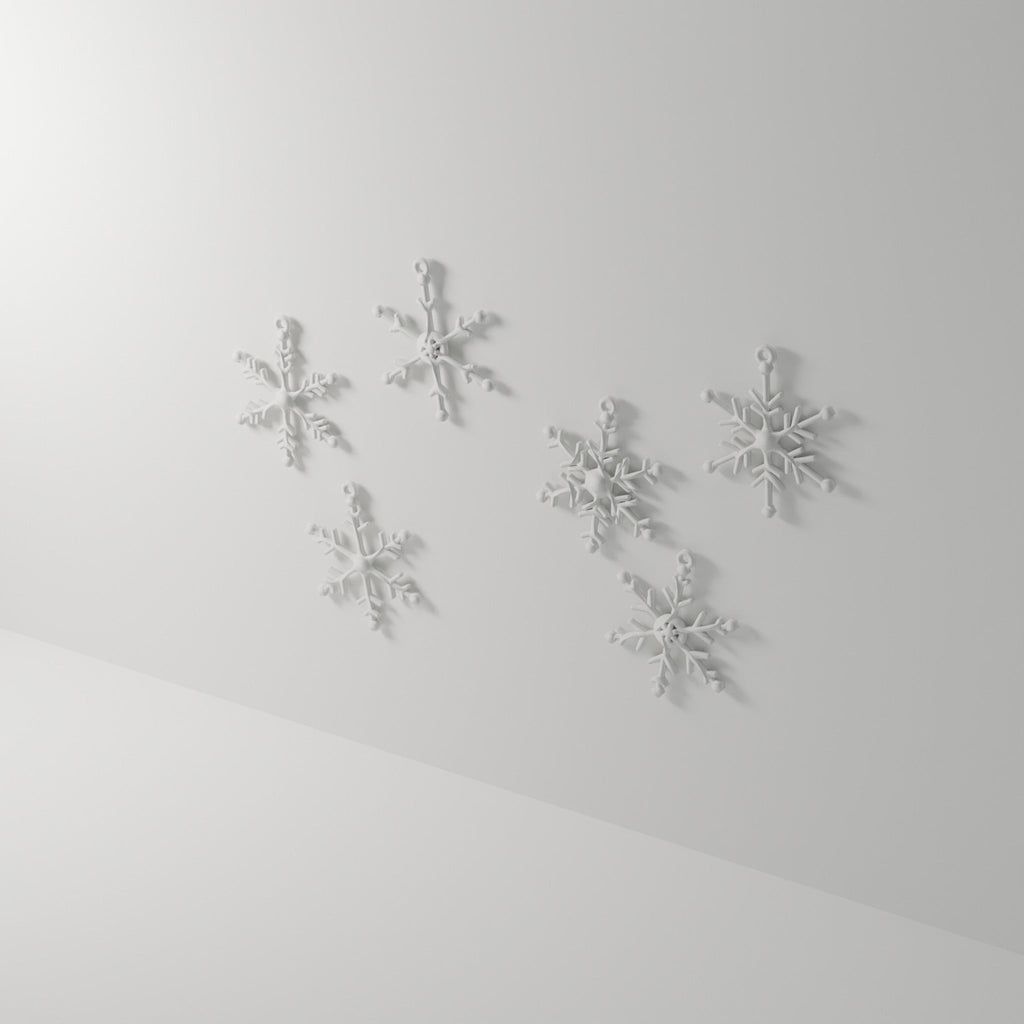 Snowflake Ornament Set of 6 — 3D Printed, Matte White