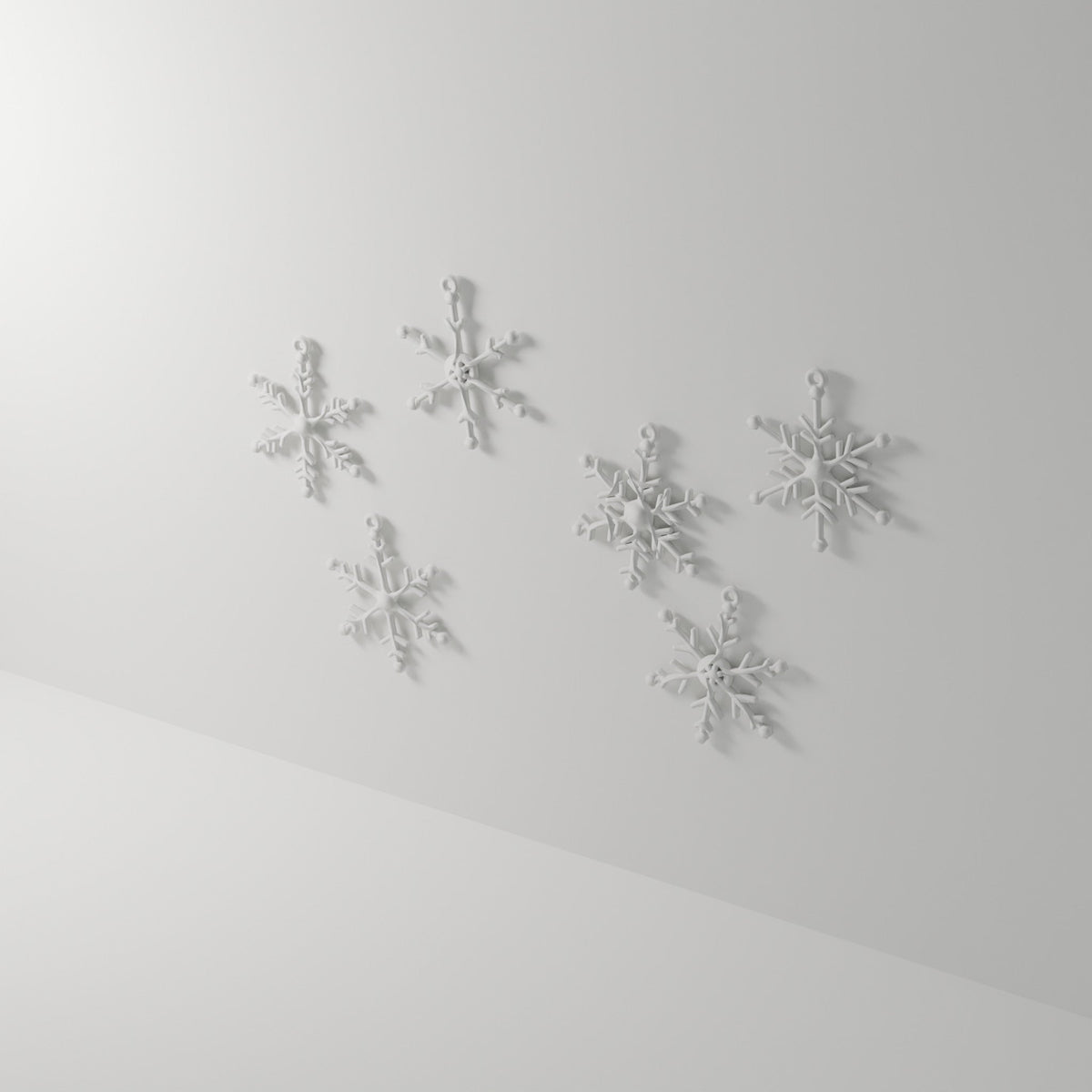 Snowflake Ornament Set of 6 — 3D Printed, Matte White