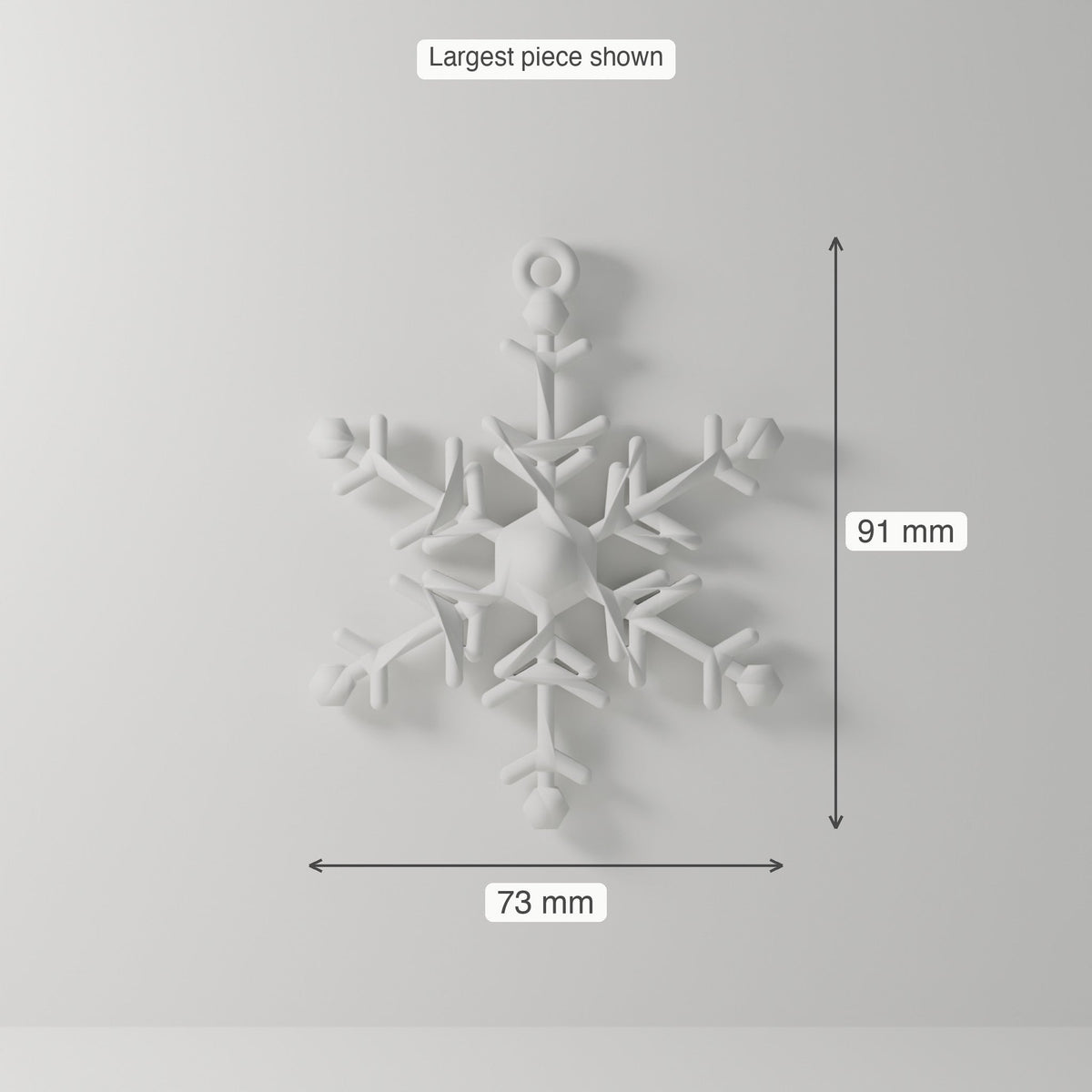 Snowflake Ornament Set of 6 — 3D Printed, Matte White