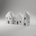 Snow Village LED Houses, Set of 3 — 3D Printed, White