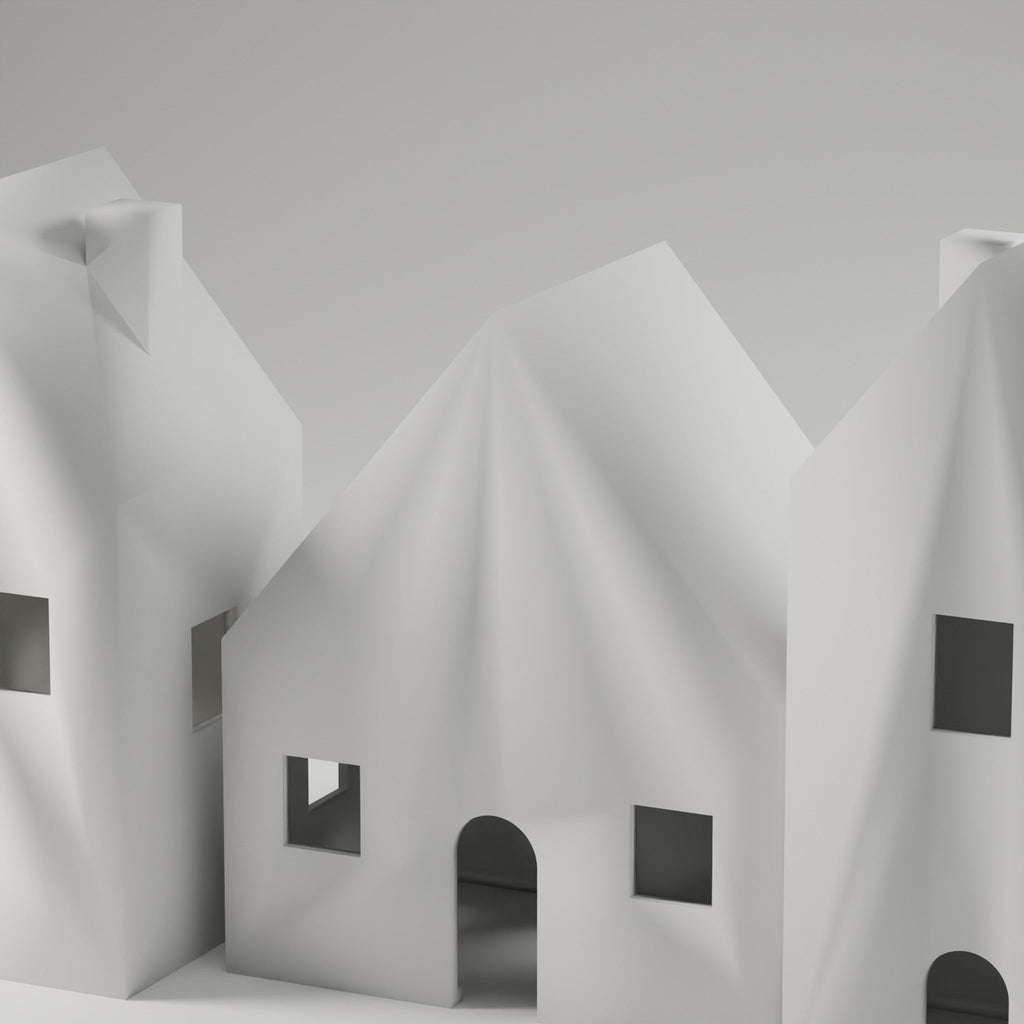 Snow Village LED Houses, Set of 3 — 3D Printed, White