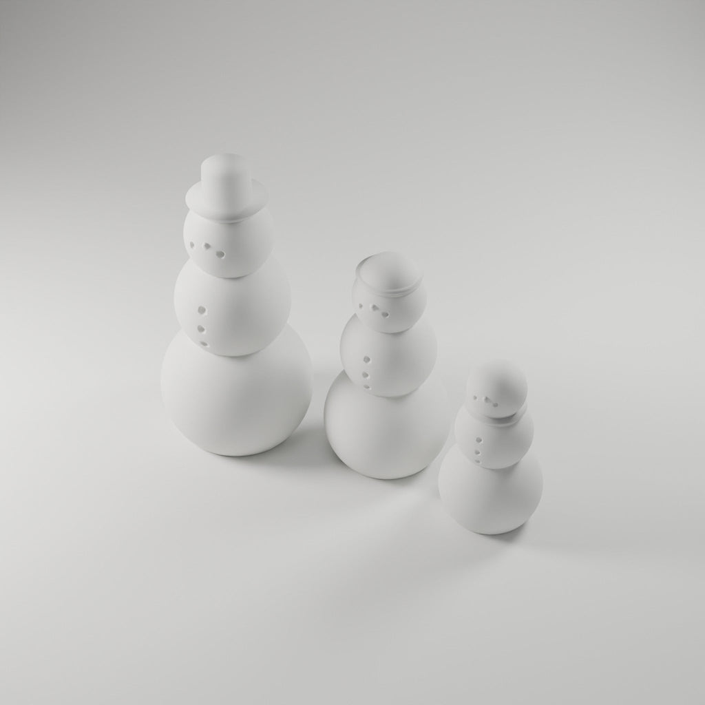 Minimal Snowman Trio — 3D Printed Christmas Decor