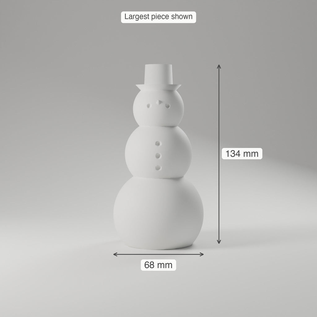 Minimal Snowman Trio — 3D Printed Christmas Decor