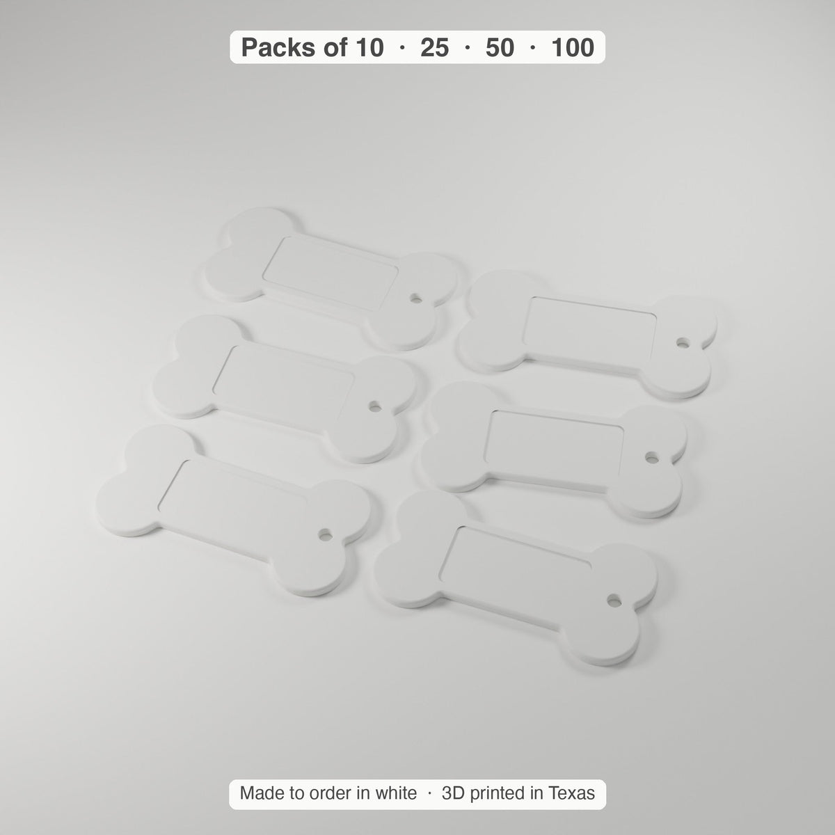 Bone Keychain Blanks, Bulk 10–100 Pack — 2 × 1 in Sticker