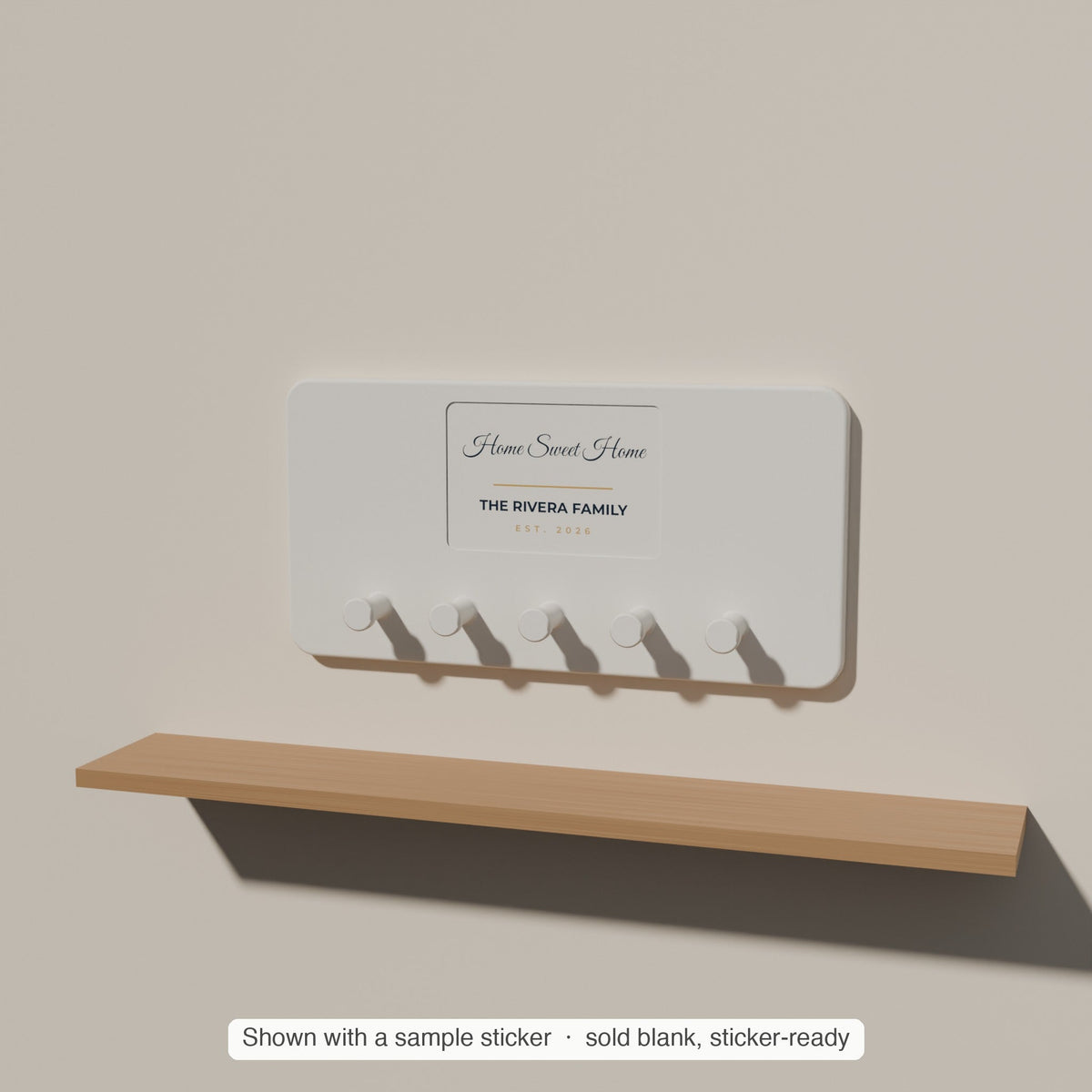 5-Hook Key Plaque, Single or Bulk — 3 × 2 in Sticker