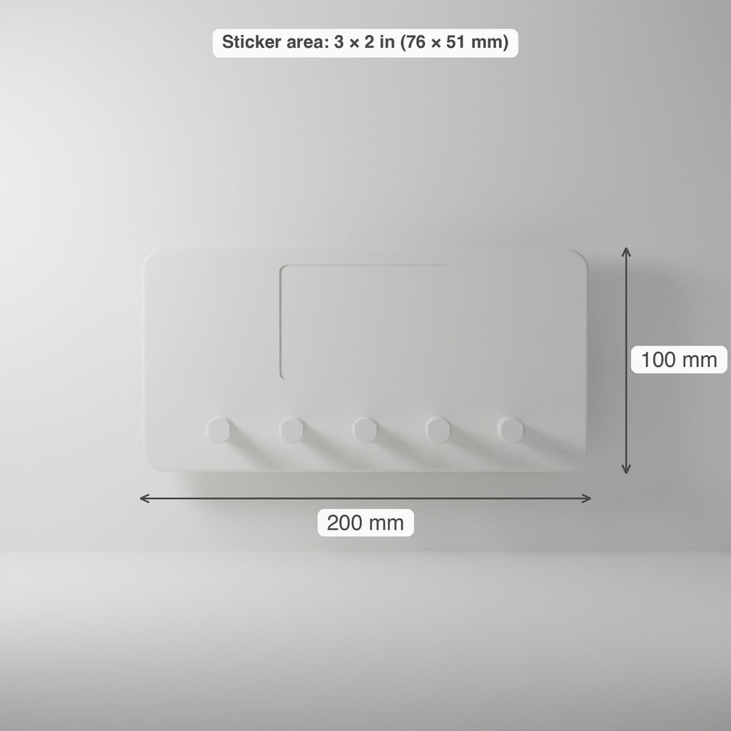 5-Hook Key Plaque, Single or Bulk — 3 × 2 in Sticker