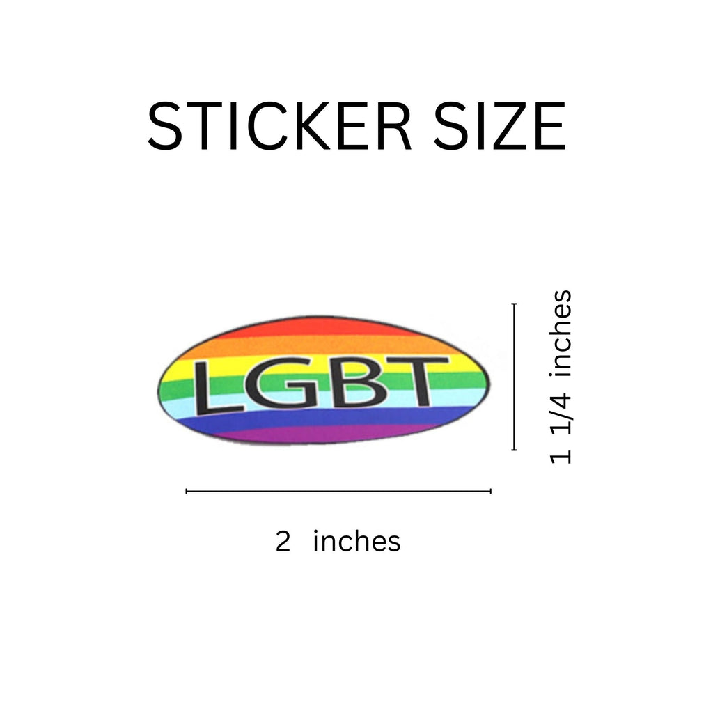 250 Oval LGBT Rainbow Stickers (250 per Roll)