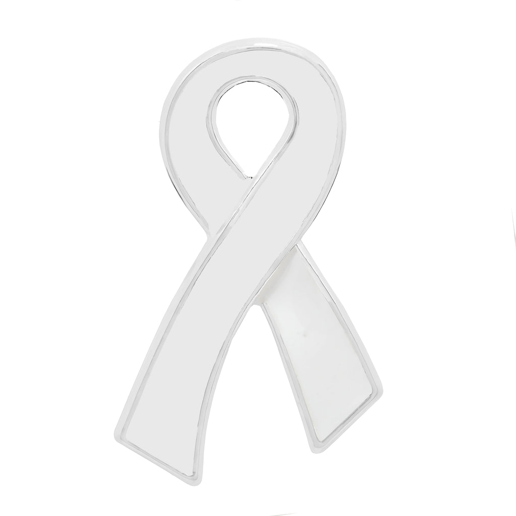 1/10/25/100 Bulk Large Flat White Ribbon Pins