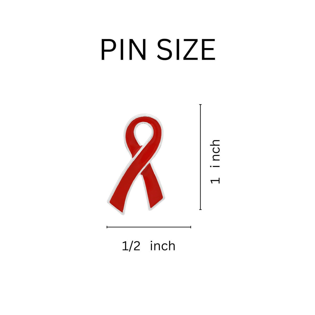 1/10/25/100 Bulk Large Flat Red Ribbon Pins