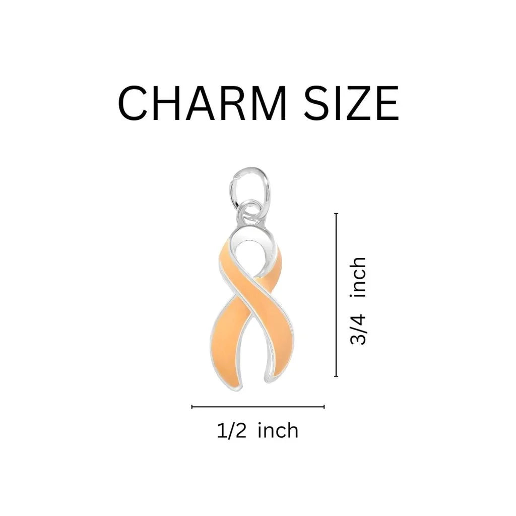 5/10/25/100 Bulk Peach Ribbon Hanging Charms
