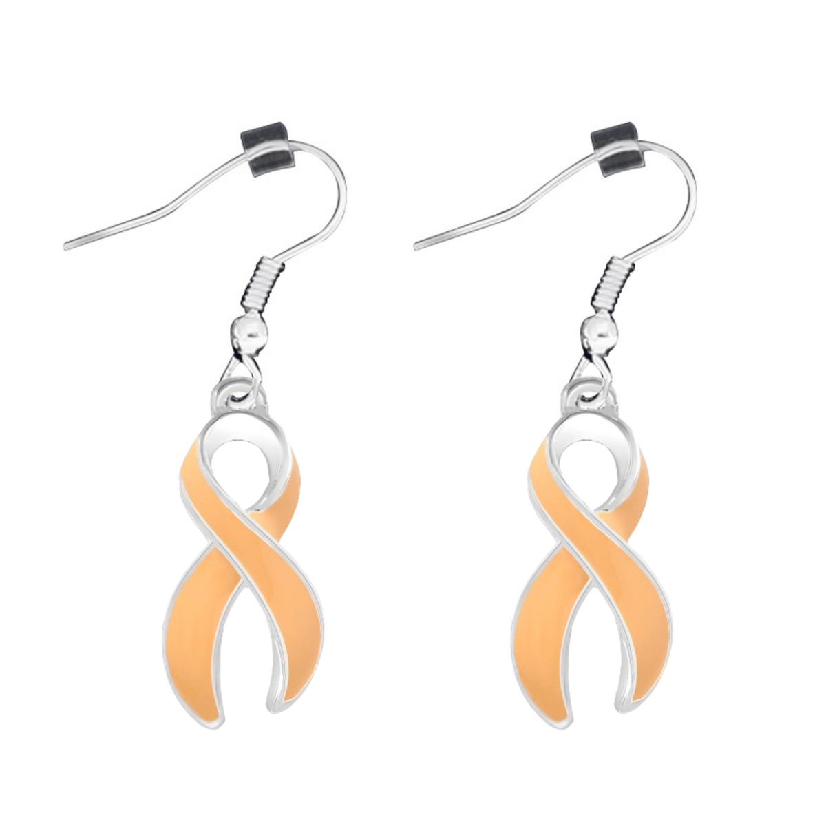 Peach Ribbon Hanging Earrings