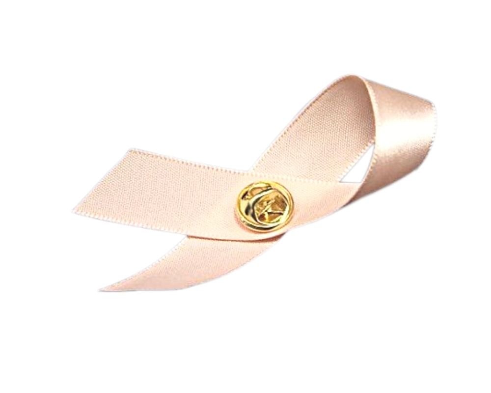 1/25/100/500 Bulk Satin Peach Ribbon Awareness Pins