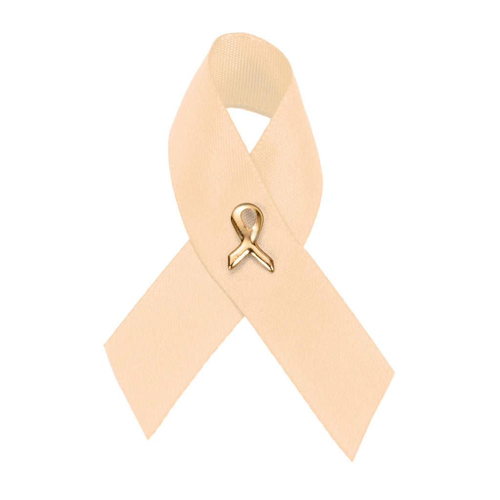 1/25/100/500 Bulk Satin Peach Ribbon Awareness Pins