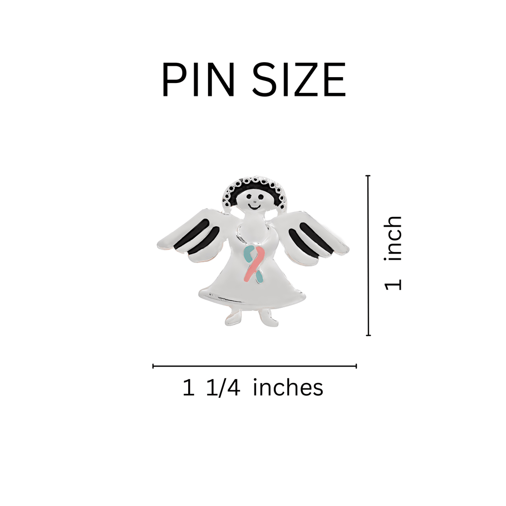 5/10/25/100 Bulk Pink & Blue Ribbon Angel Pins