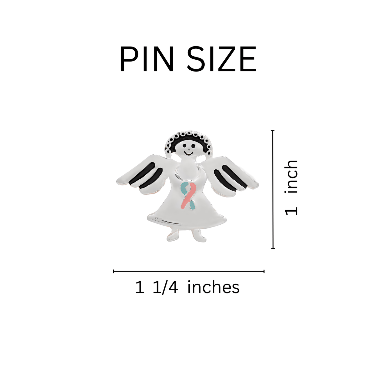5/10/25/100 Bulk Pink & Blue Ribbon Angel Pins