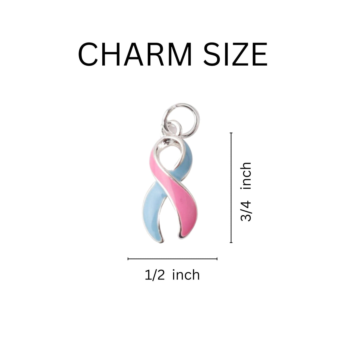 Pink & Blue Ribbon Big Heart Key Chains