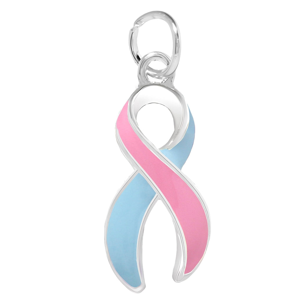 5/10/25/100 Bulk Pink & Blue Ribbon Charms