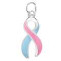 5/10/25/100 Bulk Pink & Blue Ribbon Charms