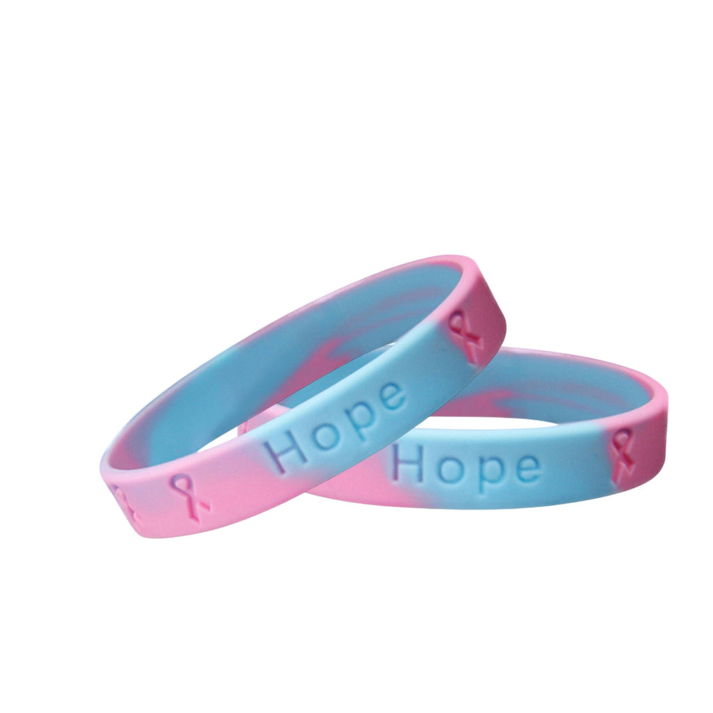 5/10/50/100 Pink & Blue Silicone Bracelets for SIDS, Infant Death, Male Breast Cancer