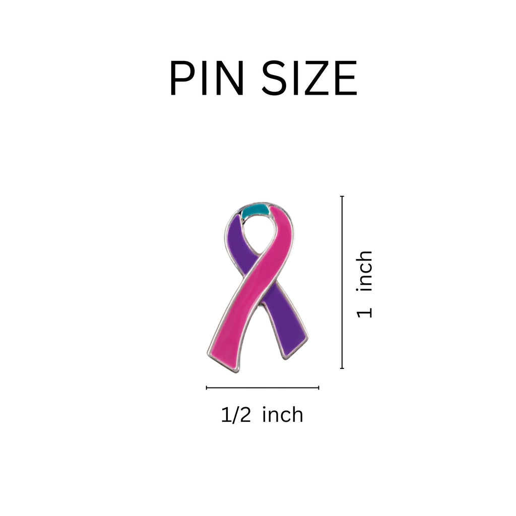 1/10/25/100 Bulk Large Pink & Purple & Teal Ribbon Pins
