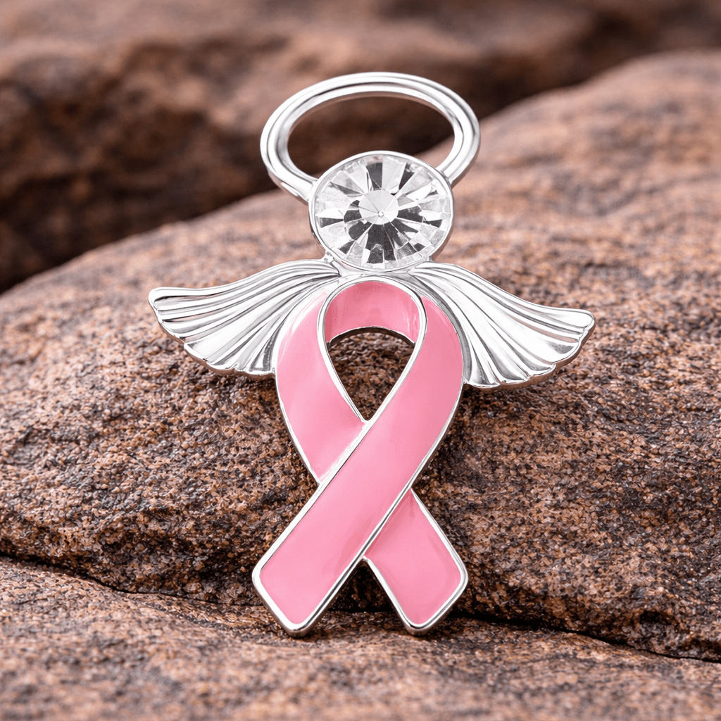 1/10/25/100 Bulk Pink Ribbon Angel Pins