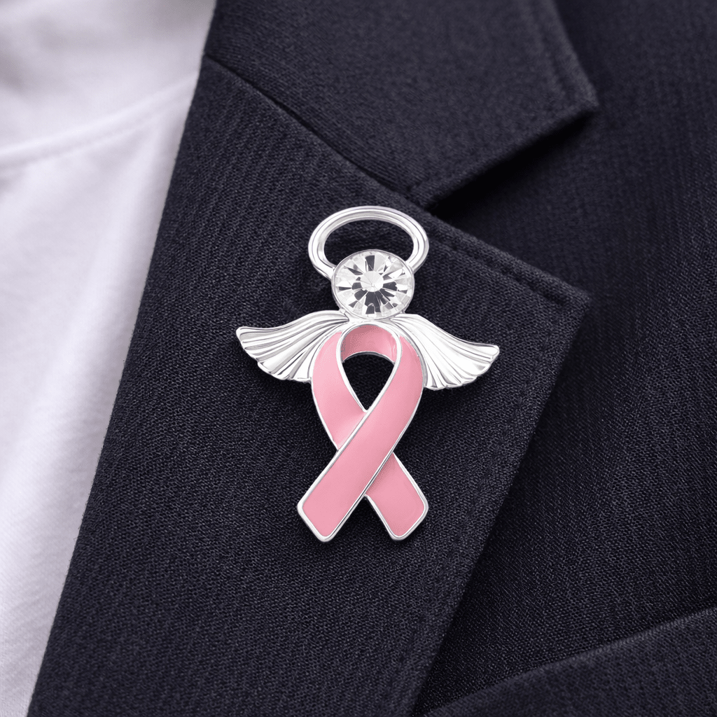 1/10/25/100 Bulk Pink Ribbon Angel Pins