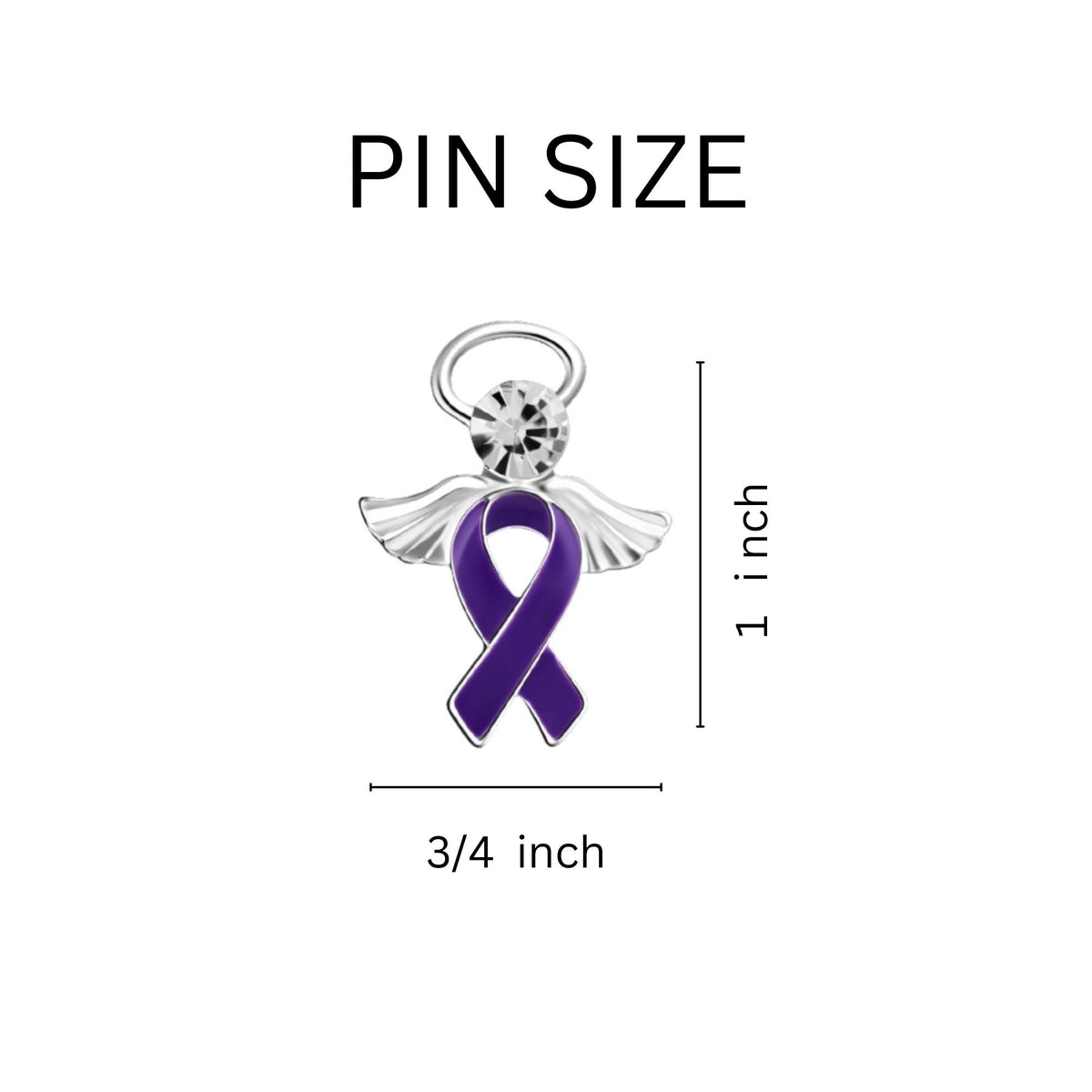 1/10/25/100 Bulk Purple Ribbon Angel Awareness Pins