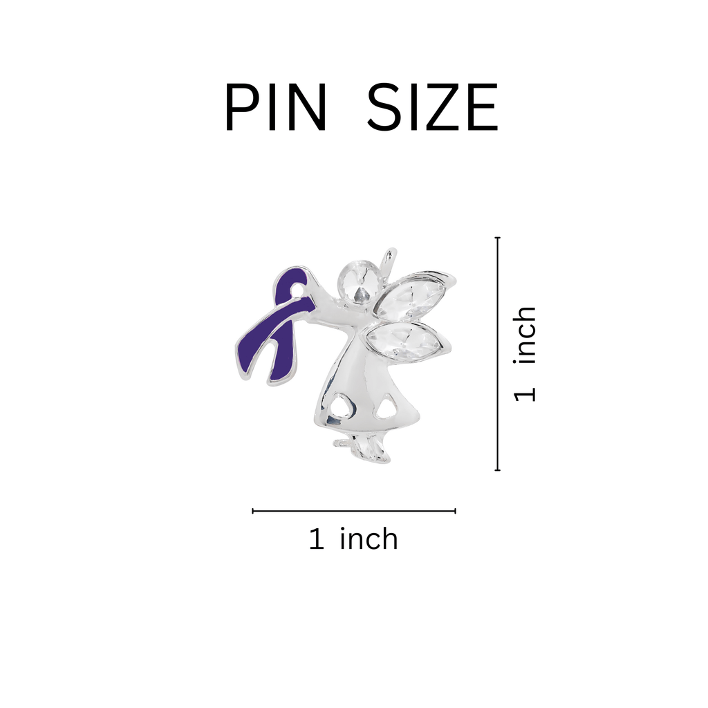 1/10/25/100 Bulk Purple Ribbon Angel By My Side Pins