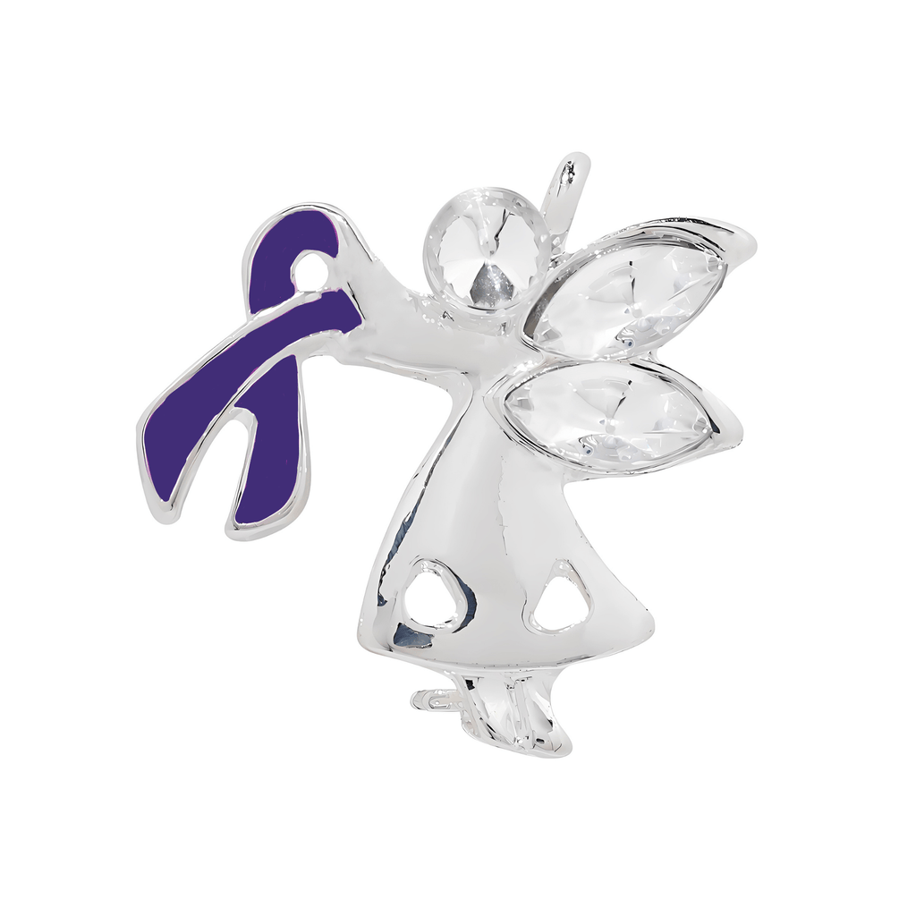 1/10/25/100 Bulk Purple Ribbon Angel By My Side Pins