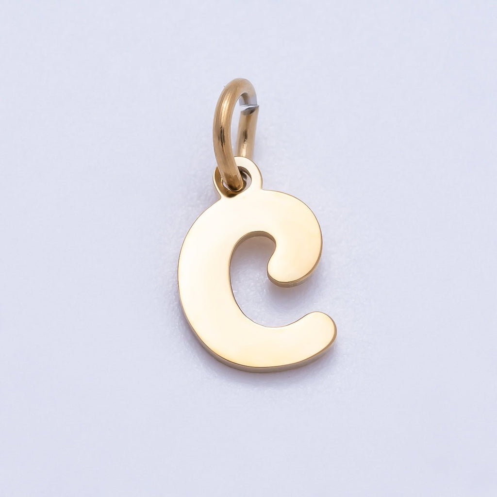 PVD Stainless Steel 10mm Plain Alphabet Letter Mini Charm A-Z | Charms-00667 ~ Charms-00692