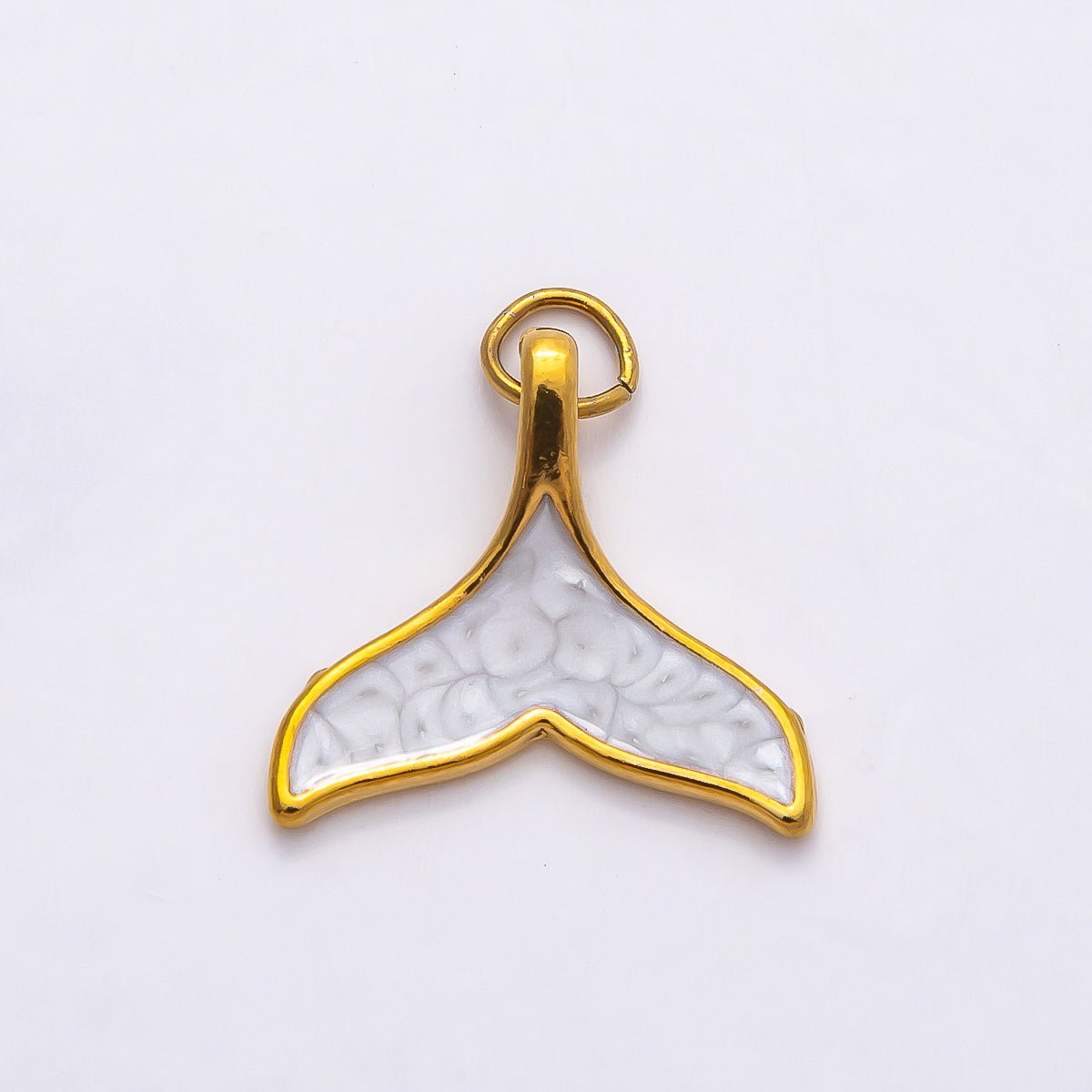 PVD Stainless Steel 18mm Teal, White Glitter Enamel Mermaid Tail Fish Charm | Charms-00775 Charms-00776